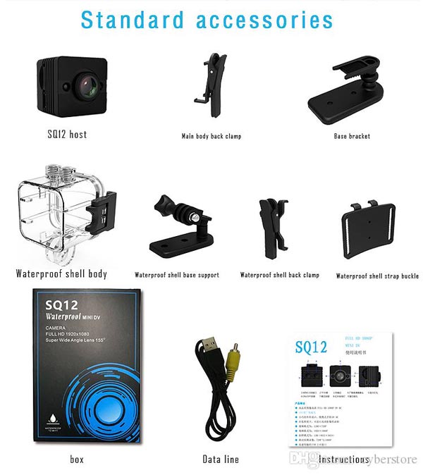 دوربین ضد آب مینی SQ12 با کیفیت 12MP و باتری داخلی