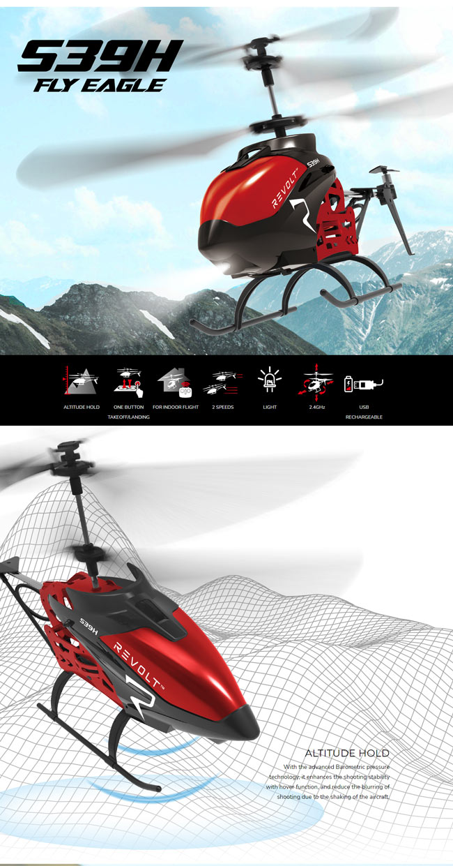 هلیکوپتر S39h در حال پرواز با نمایش قابلیت های آن به صورت طرحوار در زیر عکس