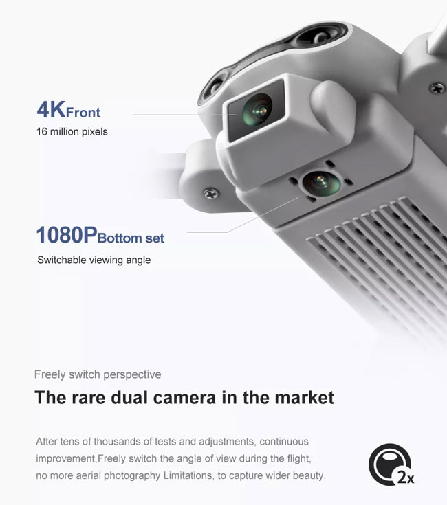 نانو کوادکوپتر دوربین دار 4drc V9 دارای دو دوربین در قسمت جلو و زیر با کیفیت 4k است