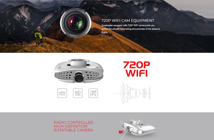 کیفیت تصویر برداری دوربین کوادکوپتر X5UW-D ۷۲۰ پیکسل است و قابلیت کنترل زاویه دوربین از روی رادیو کنترل را دارد