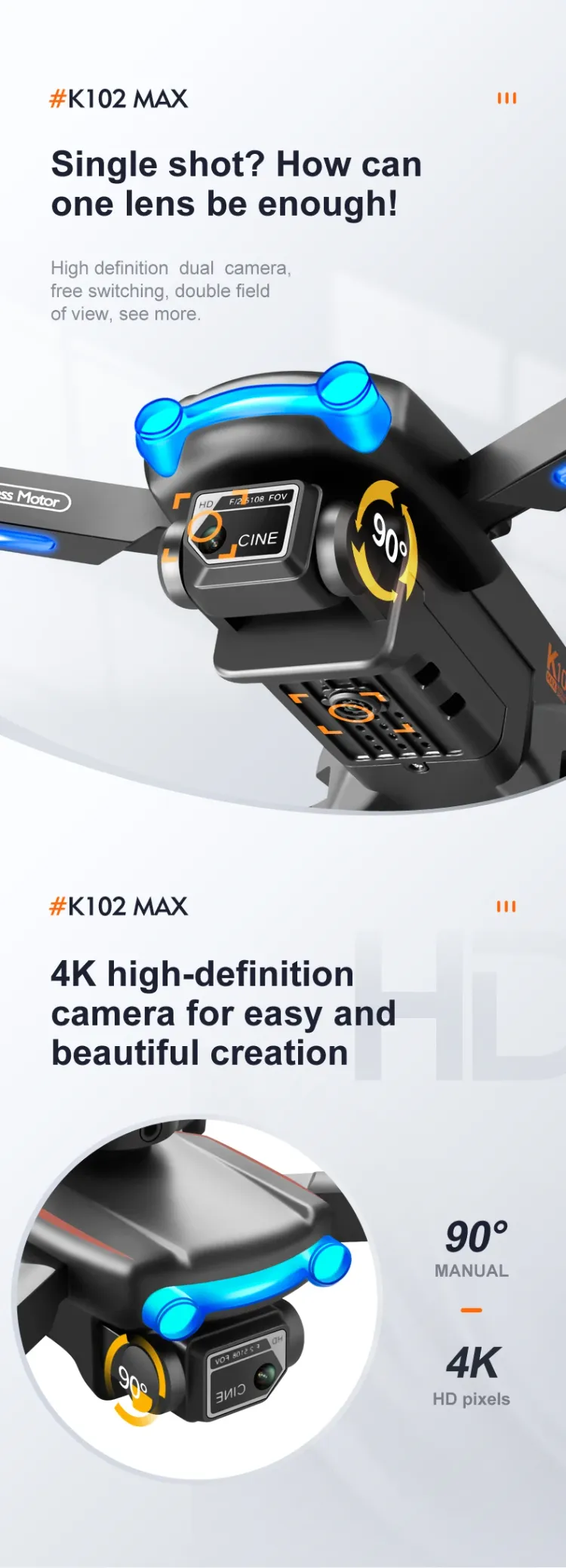 چرخش دوربین کوادکوپتر k102 max