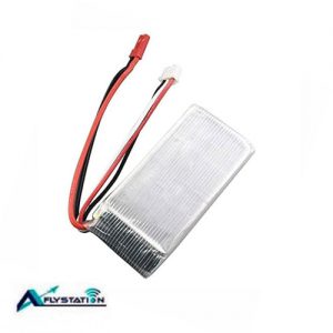 باتری لیتیوم پلیمر دو سل با ظرفیت ۱۵۰۰ میلی آمپر که با بالانسر و سوکت قرمز برای ماشین کنترلی و کوادکوپتر مورد استفاده قرار می‌گیرد