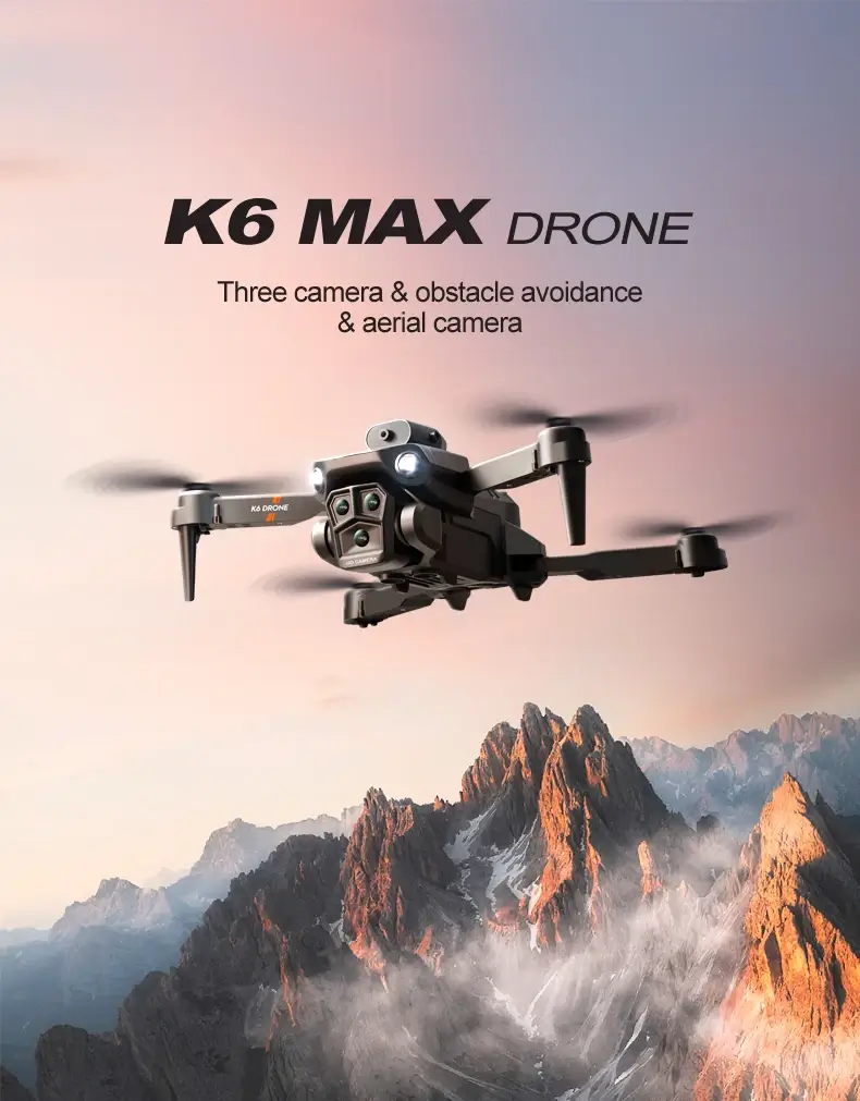 کوادکوپتر k6-max در حال پرواز در آسمان